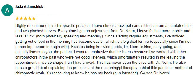 Chiropractic Kailua HI Asia Testimonial