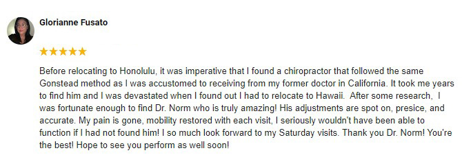 Chiropractic Kailua HI Glorianne Testimonial